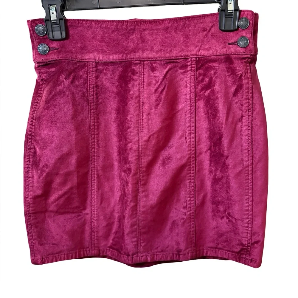 NWT Free People Velvet Retro Mini Skirt with Back Zipper - Picture 3 of 7